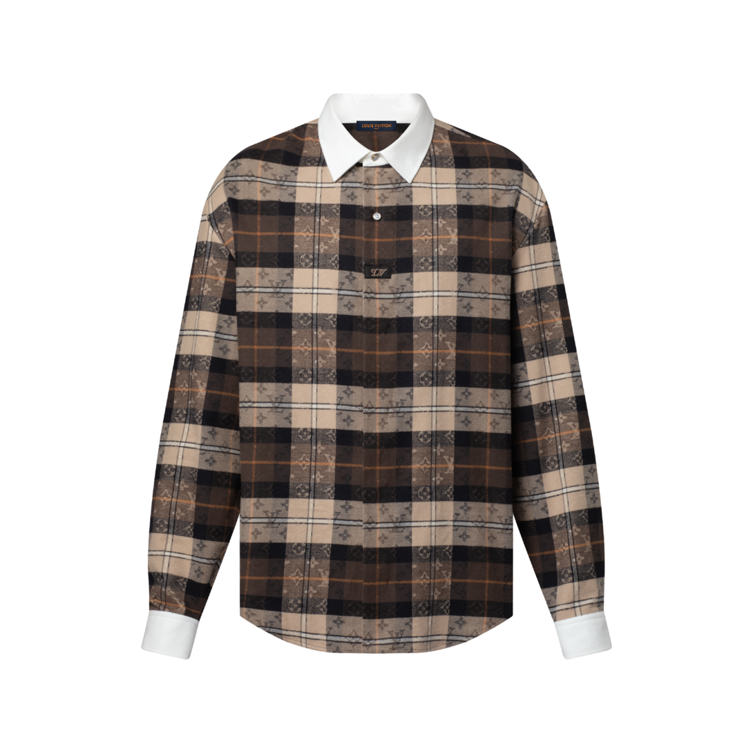 Monogram Flannel Long-Sleeved Polo Shirt - Ready-to-Wear 1AIKAK